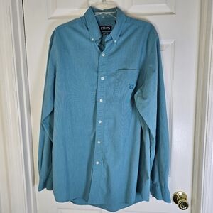 Chaps Men's Teal Easy‎ Care Button-Down Shirt LT